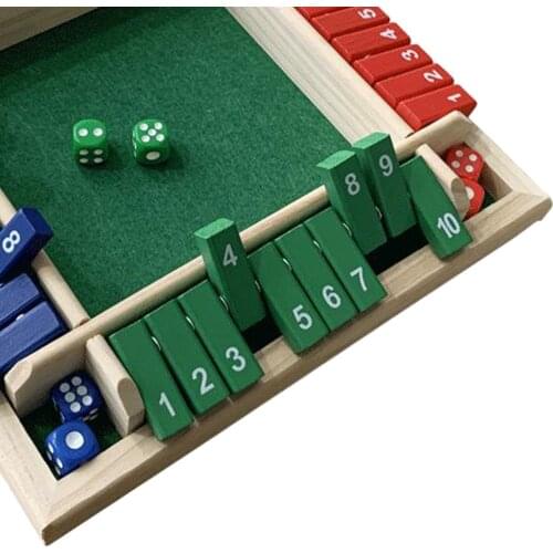 Wooden 4 Players Shut The Box Dice Game Tabletop and Pub Board Game