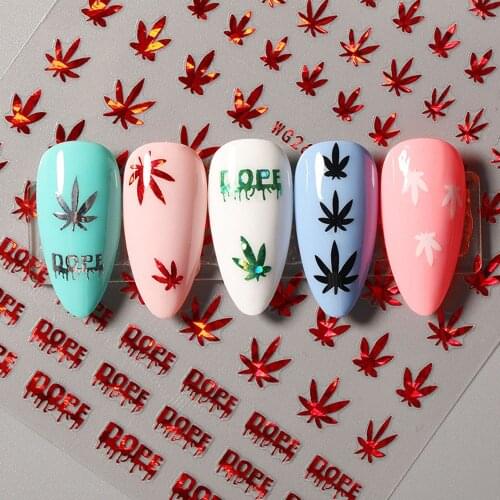DIY 3D Nail Art Decal Stickers Self Adhesive Pot Weed Leaf Shape Designs Manicure Nail Tips Decoration Nail Art Salon Tools