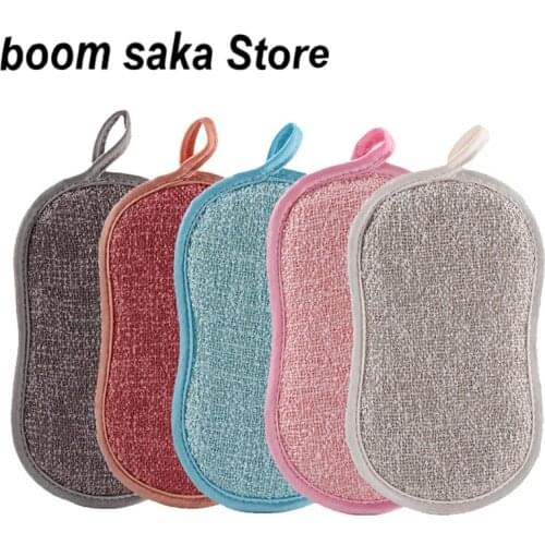 NEW Double Sided Scouring Pad Magic Sponge Kitchen Cleaning Sponge for Dishwashing Bathroom Accessories Dish Towels Dropship