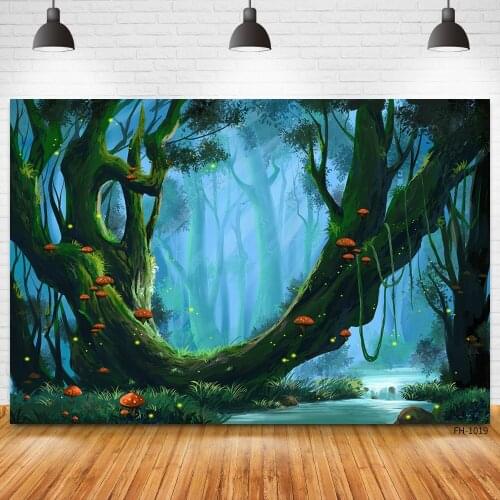 Dreamy Forest Backdrop Wonderland Mushroom Trees Birthday Party Princess Girl Photography Background For Photo Studio Photophone