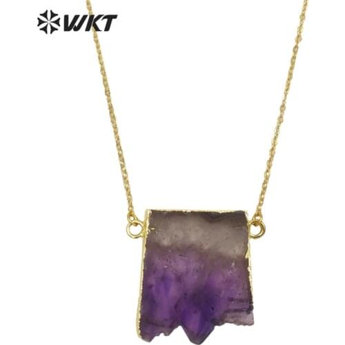 WT-N121!Natural crystal necklace ,lovely druzy necklace with two loops,24K gold trim