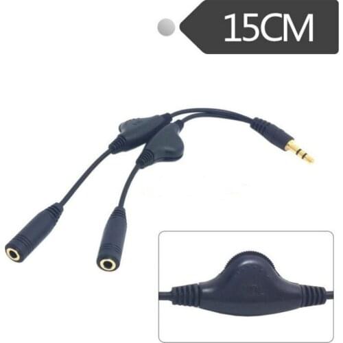3.5mm Male to Dual Female Stereo Headphone Audio Extension Cord Cable +Volume Control