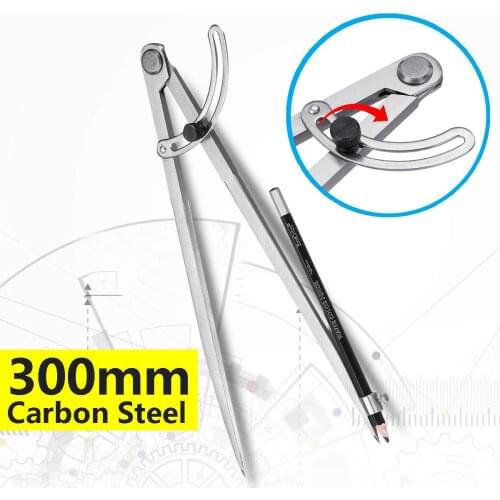 300mm Professional Carbon Steel Wing Divider Pencil Marker Compass Circle Maker Student Liner and Craftsman Architect