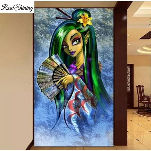 Cartoon girl big eyes diamond painting cross stitch 5d diy diamond mosaic full square round diamond embroidery princess F295