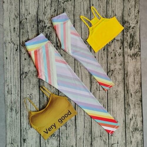 Parent-child yoga suit mother and daughter sports fitness running vest color flower pants suit