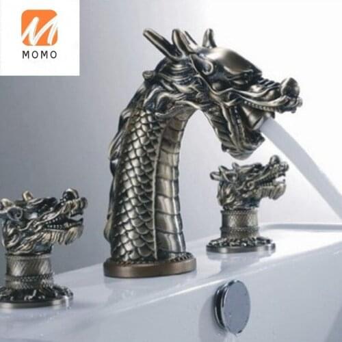 Bathroom dula handle brass dragon basin faucet