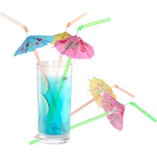 50pcs DIY Mini Umbrella Drinking Straw Table Decor Small Paper Umbrella Fruit Stick Birthday Party Wedding Decoration Supplies