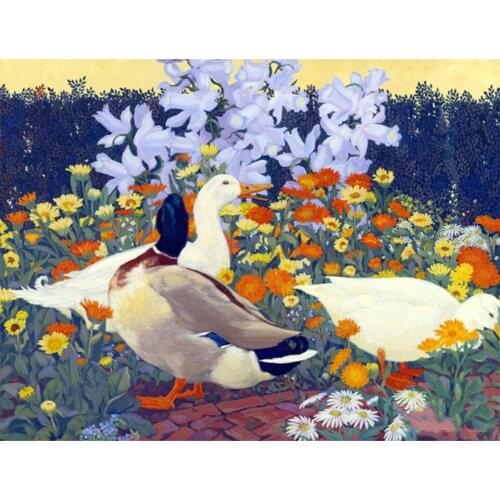 Yujohom 5D Diy Diamond Painting Cross Stitch Kit Garden Duck Animals Full Square Drill Diamond Embroidery Sale Home Decoration
