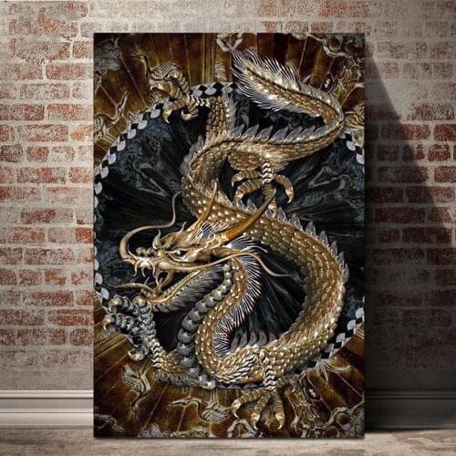 New diamond embroidery Chinese golden dragon wall art 5D DIY full diamond painting square round drill 3d rhinestone mosaic
