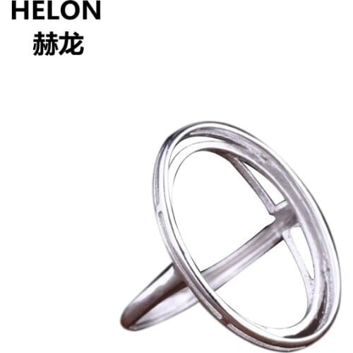 925 Sterling Silver Women Engagement Wedding Ring 15x23mm Oval Cabochon Semi Mount Ring fit Amber Turquoise Wholesale Adjustable