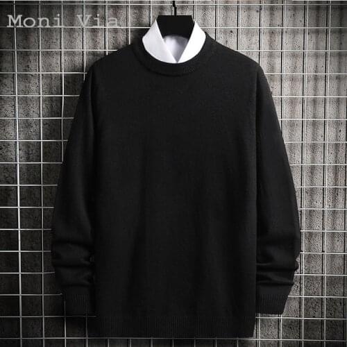 2021 Autumn Winter Mens Sweater Harajuku Solid Color Stretch Couple Pullovers Round Collar Fashion Warm Sweater Men Streetwear