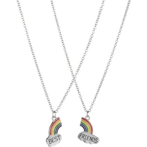 RZ106 Ins Personality Hip-Hop Couple Necklace Men And Women Simple Rainbow English Alphabet Pendant Short Money Ornaments