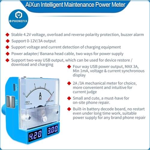 JC AiXun EP01 Intelligent Maintenance Power Meter For iPhone Android Motherboard Repair Power Supply Support 0-12V/3A Output