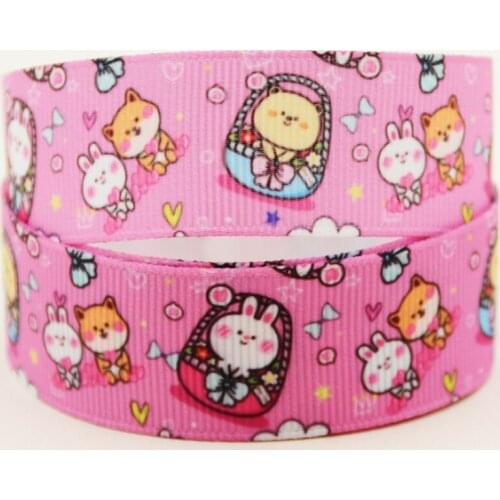22mm 25mm 38mm 75mm Rabbit cartoon printed Grosgrain Ribbon party decoration 10 Yards X-04383