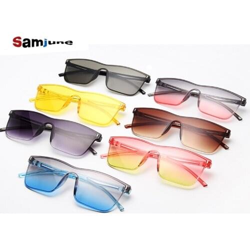 Samjune Fashion Women Sunglasses Candy Colors Pink Red Gray Square Frame Sun Glasses Female One Piece Lens Eyewear Oculos