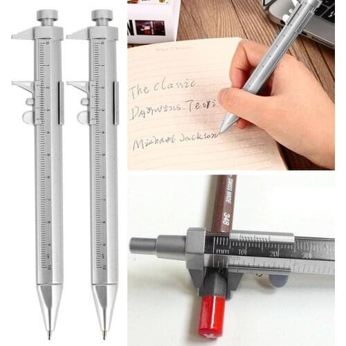 0-100mm Vernier Caliper Tool Ballpoint Pen Silver Vernier Caliper Multifunction Pen Creative School Gifts Marker Pen Hand Tools