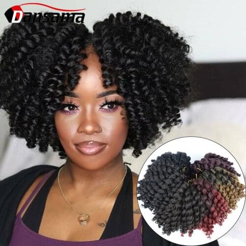 Dansama Jumpy Wand Curl Crochet Braids Hair Synthetic Crochet Braiding Hair Extensions 8 Inch 22 Strands Ombre Blonde Black Red