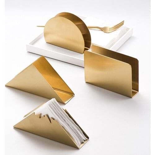 Scandinavian Napkin Paper Holder Gold Metal Tissue Clip Sheet Paper Holder Hotel Restaurant Table Desktop Serviette Dispenser