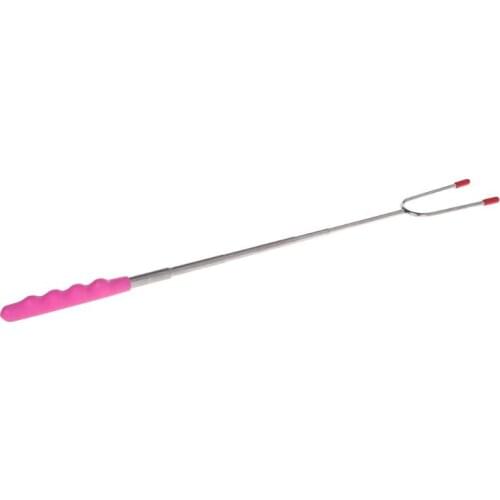Telescoping BBQ Fork Roasting Sticks Marshmallow Hot Dog Smore Skewers Stainless Steel