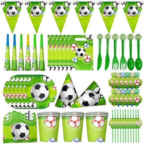 Football Party Supplies Disposable Tableware Plates Cups Straws Hats Birthday Party Decoration Baby Shower Boys Kids Favor Gifts