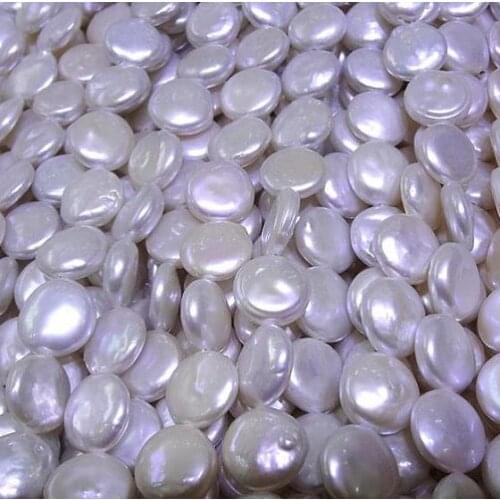 Unique Pearls jewellery Store 12mm White Coin Genuine Freshwater Pearl Loose Beads DIY Jewelry One Full String Materisl Supply