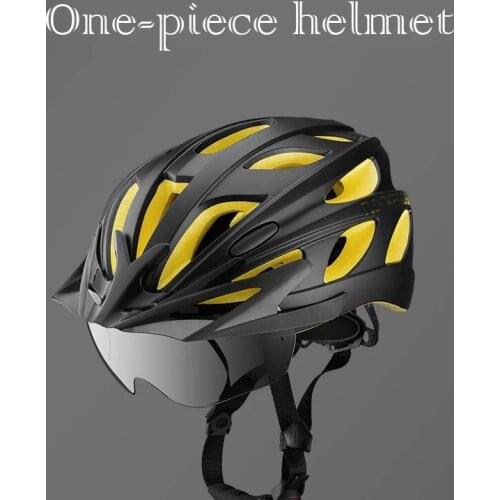 Cycling Helmet Mountain Road Bike with Goggles Polarized One-piece Unisex Colorful Sunshade Magnetic Safety Breathable Explosion