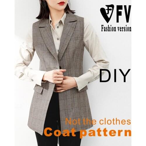Womens suit vest sleeveless jacket pattern cutting design drawing 1:1 garment structure pattern BWT-108
