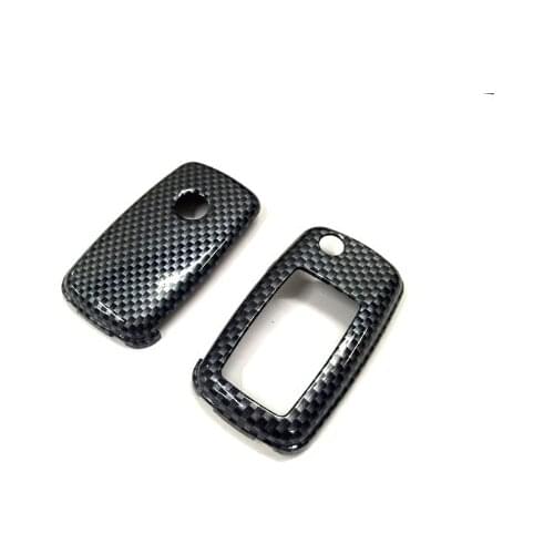 Hard Plastic Keyless Remote Key Fob Flip Key Protection Case Cover (Gloss Carbon Fiber Printing) For VW Volkswagen MK6