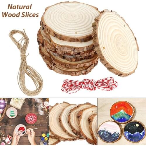 10Pcs 15cm Natural Pine DIY Wood Slices Circles With Tree Bark Log Disc Wood Round Log Slice Disc Crafts for Wedding Party
