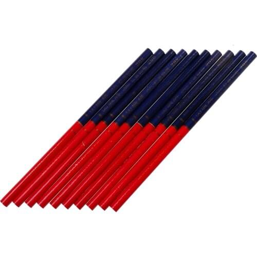 10pcs Blue And Red Lead Carpenter Pencils For DIY Builders Joiners Woodworking Thick Round Mark Pencil Office Stationery