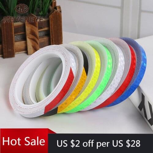 1x8m Bike Reflective Stickers Cycling Fluorescent Reflective Tape MTB Bicycle Adhesive Tape Safety Decor Sticker Accessories