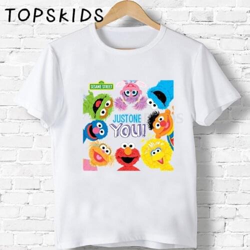 2021 The Sesame Street Kids T shirt Cookie Monster and Elmo Funny Baby Boys Tops Children Cartoon Clothes Girls T-shirt,HKP5255