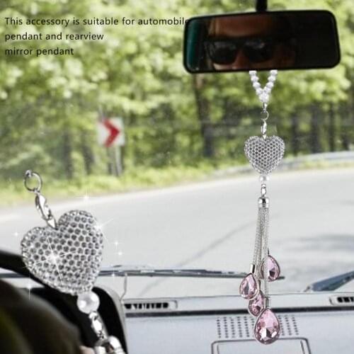 25cm Car Pendant Hanging Car Rhinestone Pendant Hanging Ornaments Rearview Mirror Suspension Interior Decoration