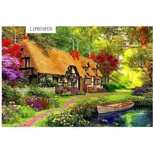 5D Full Drilled House Scenery DIY Diamond Painting Square Rhinestone Diamond Embroidery Cross Stitch Hobbies And Crafts