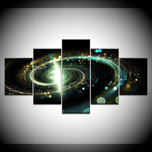 Canvas Painting green galaxy outer space abstract 5 Pieces Wall Art Painting Modular Wallpapers Poster Print Home Decor