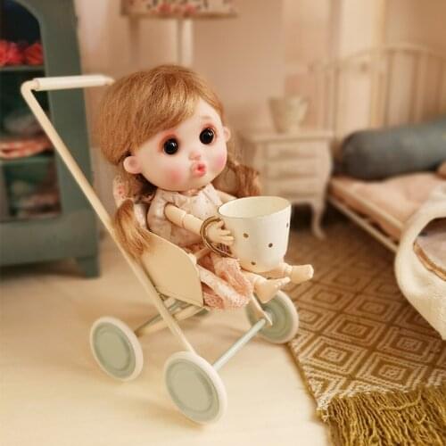 Aizulhomey Doll Furniture 1/12 Metal Stroller Dining Chair Blyth OB11 BJD Lol Baby Cart 1/6 Mini Dollhouse Accessories Kitchen