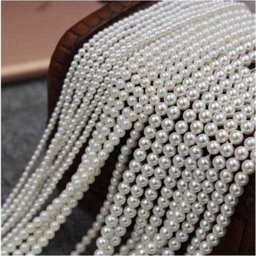 3/4 / 5 / 6 / 8mm perforated pearl ABS mixed color loose round bead process for fashion jewelry DIY imitation clothing beads
