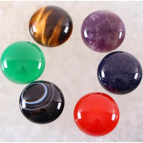 20MM Cab Cabochon Round Natural Stone Bead Multi Color Opal Crystal For Jewelry Making Necklace Pendant Bracelet Earrings 5Pcs