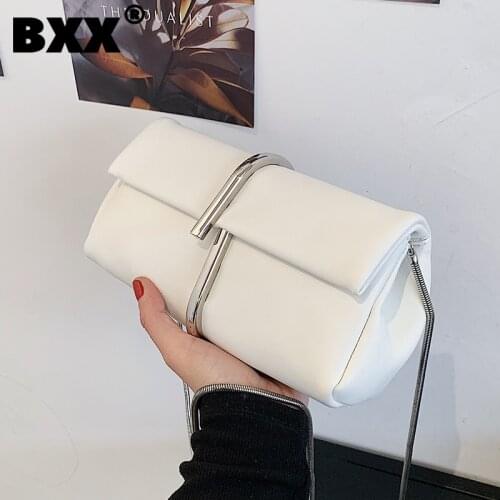 [BXX] Simple PU Leather Crossbody Bags For Women 2021 Autumn Branded Shoulder Bag Handbags Trending Luxury Hand Bag HS679