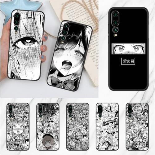 Hentai Anime Girl Faces Phone case For Huawei P Mate P10 P20 P30 P40 10 20 Smart Z Pro Lite 2019 black 3D coque trend back