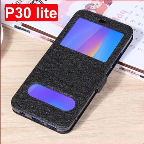 For Huawei P30 lite flip case leather shell P30lite 6.15" open window battery cover For Huawei P 30 lite back cover cases coque