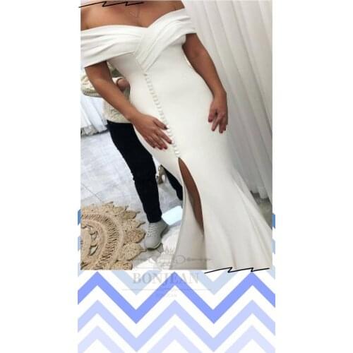 2021 Black Girls Bridesmaid Dresses Mermaid V Neck Off-the-Shouler Elastic Satin South African Bridesmaid Dress Wedding Party