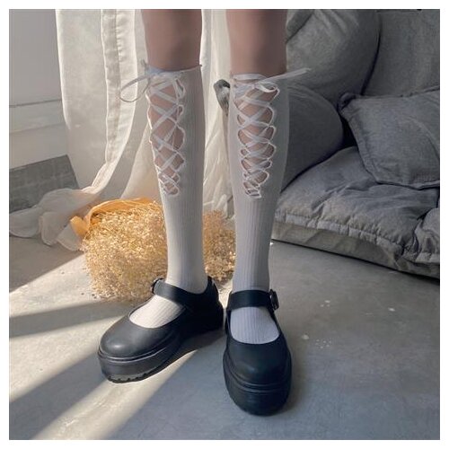 Long Socks Female Ins Lolita Calf Socks Bandage Girl Sweet Over The Knee Socks JK Stockings Cotton Socks Harajuku Woman Socks