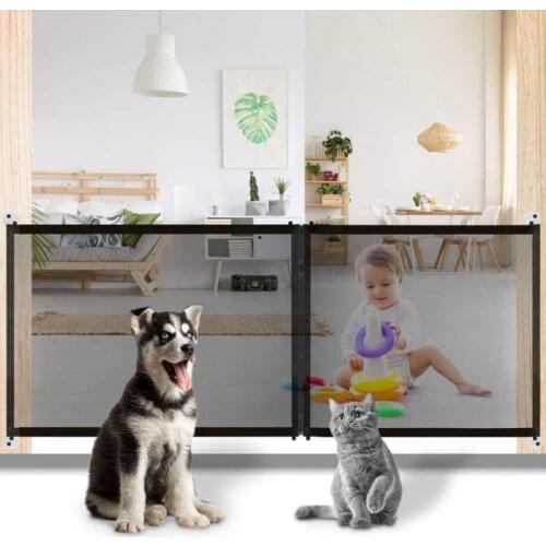 Home Pet Dog Fences Pet Isolated Network Stairs Gate Folding Mesh Playpen For Dog Cat Baby Safety Fence Dog Cage Pet Accessories