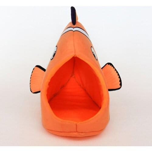 Cute Fish Shaped Cat Bed House Super Soft Warm Cozy Puppy Cushion Portable Small Animal Sleeping Bag Sofa Rest Accessories