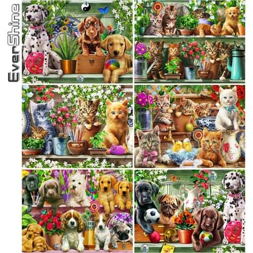 Evershine Diamond Painting Cat 5D DIY Animals Diamond Embroidery Dog Rhinestone Picture Handicrafts Home Decor