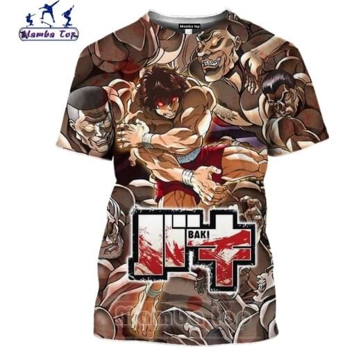 Mamba top Grappler Baki T Shirt 3D Print Anime Boxing Mens T-shirts Japan Blood Men Tshirt Fashion Comic Cartoon Women Clothing