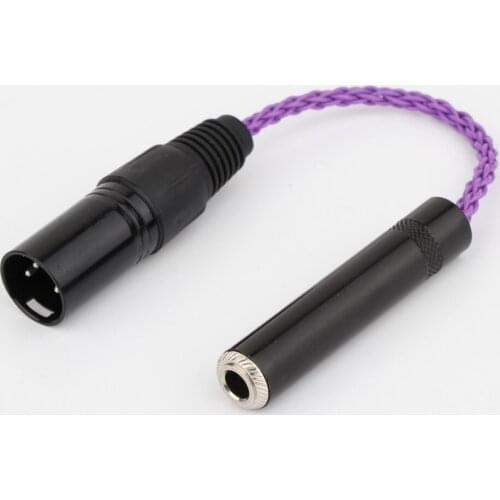 HIFI 4-Pin XLR Male Balanced to 6.35mm 1/4 Female Single Crystal Coppe Silver Plated Audio Adapter Cable