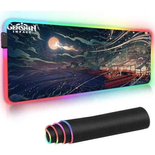 Mouse Mat Gaming Rgb Genshin Impact Mouse Pad with Rgb Setup Gamer Acessorios Pad Rgb Computer Rgb XXL Mousepad with Backlight