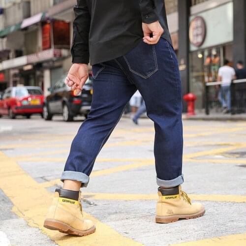 Jenas Men 2020 Large size Mens pants Stretch jeans Aautumn Loose Straight Casual pants With leather boots More Size XXL-6XL